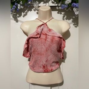 Tie-Dye Ruffled Halter Top